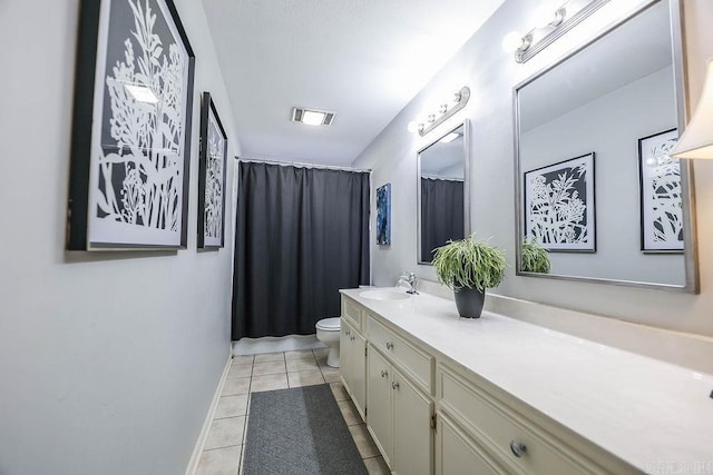 bathroom with tile patterned floors, toilet, and vanity