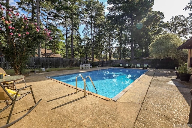 view of swimming pool featuring a patio