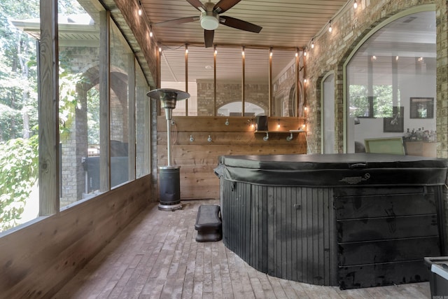 1312 Stone Creek Ln, Jonesboro, AR 72401 - sunroom with wooden ceiling and ceiling fan