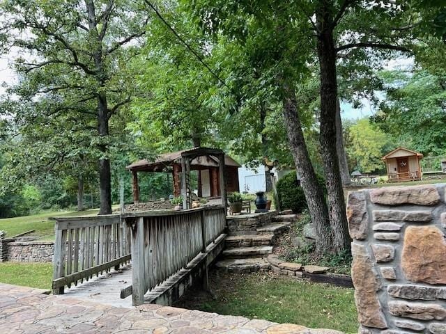 view of dock with a gazebo