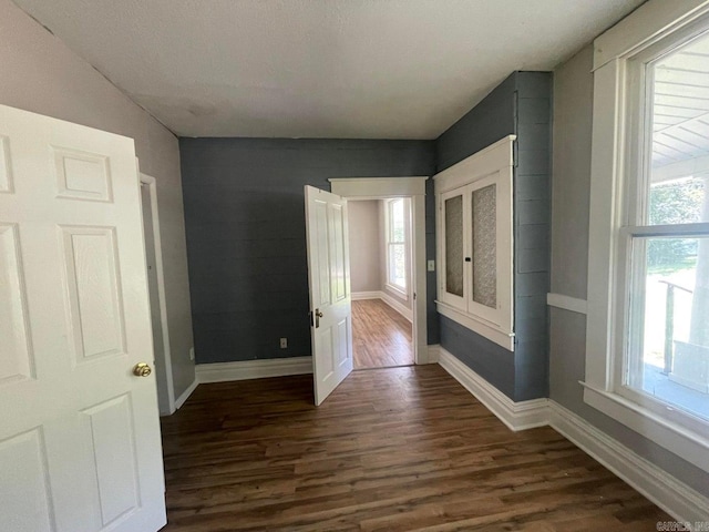 hall with dark wood-type flooring and a healthy amount of sunlight