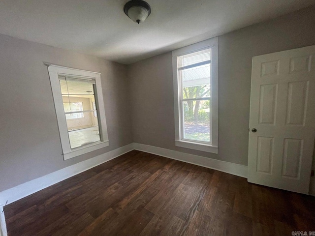 spare room featuring wood-type flooring