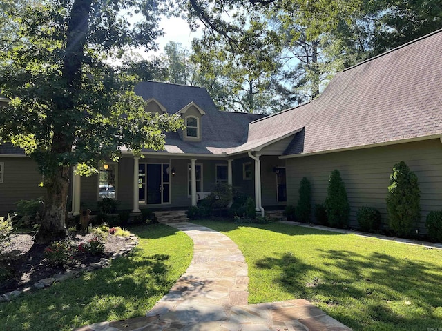 cape cod-style house with a porch and a front yard