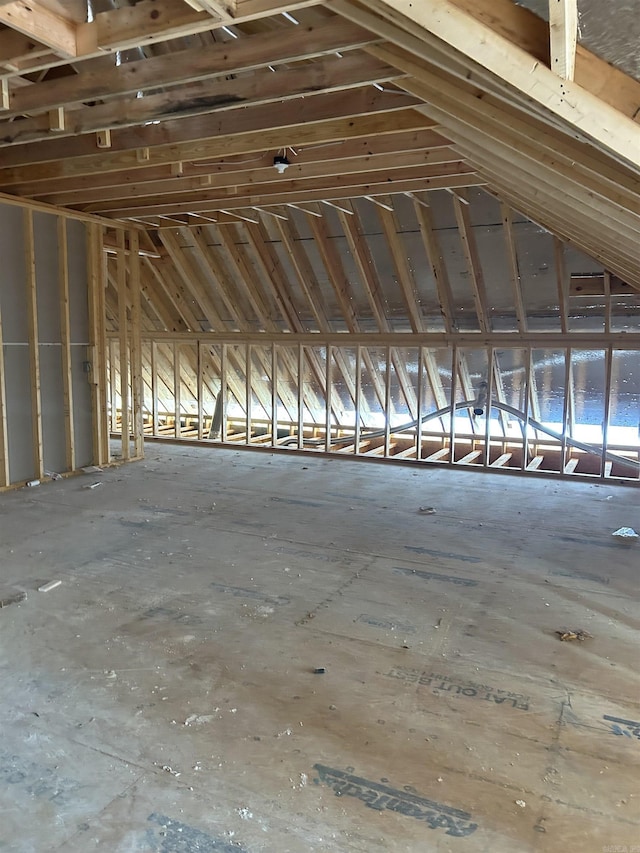 view of unfinished attic