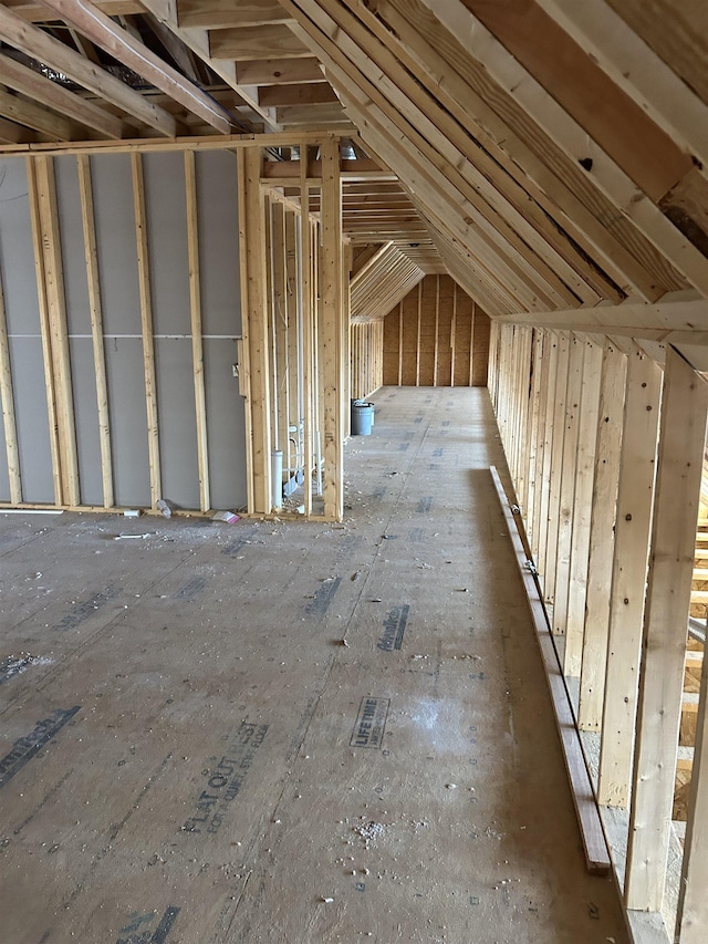 view of unfinished attic