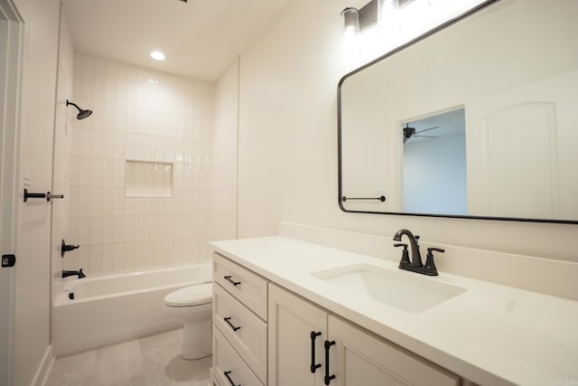 17105 Valley View Loop, Roland, AR 72135 - bathroom with vanity, shower / tub combination, recessed lighting, and tile patterned floors