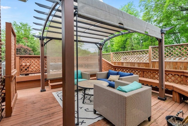 deck featuring a pergola