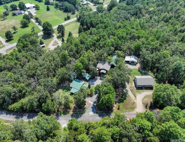 drone / aerial view with a forest view