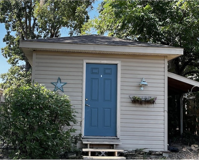 view of outdoor structure featuring entry steps