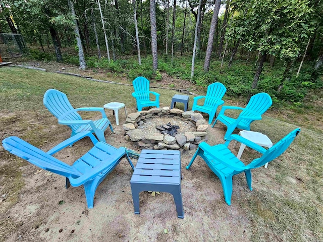 view of patio / terrace featuring a fire pit