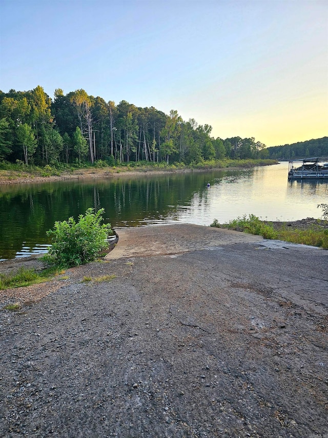 property view of water with a boat dock