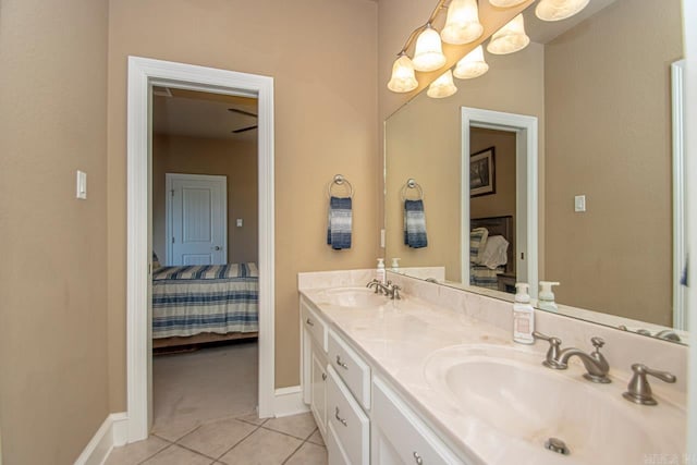 bathroom with vanity and tile patterned floors