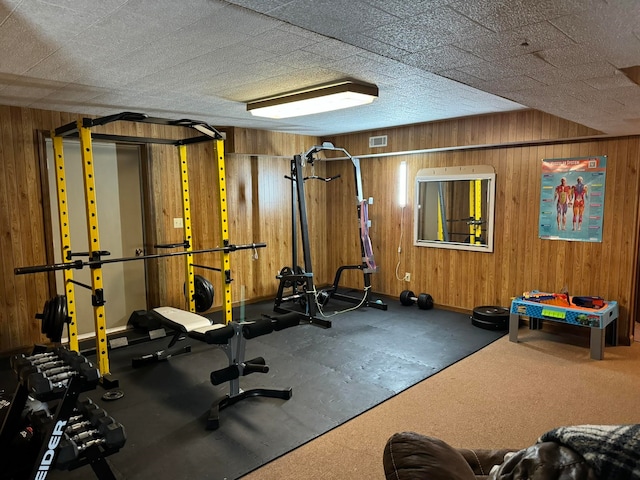 exercise area with wooden walls