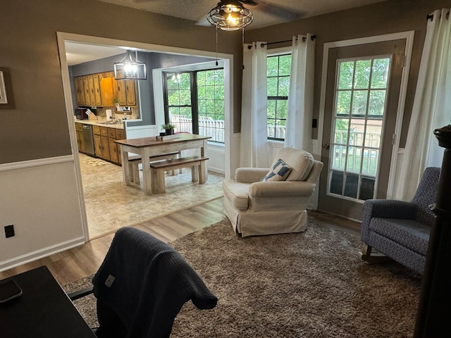 living area featuring light wood-type flooring