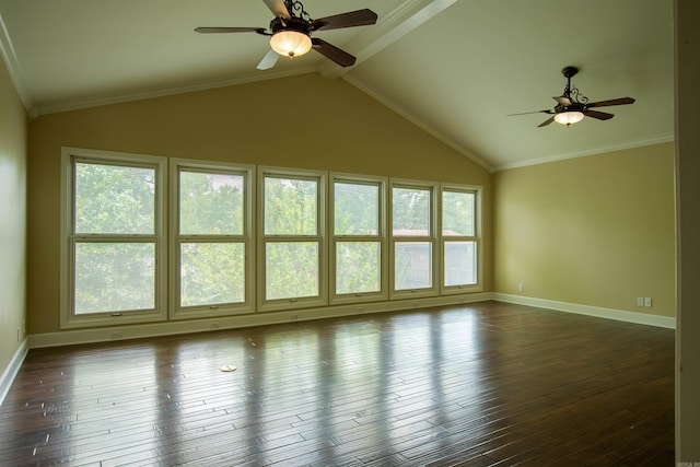 interior space with a wealth of natural light, crown molding, and wood-type flooring