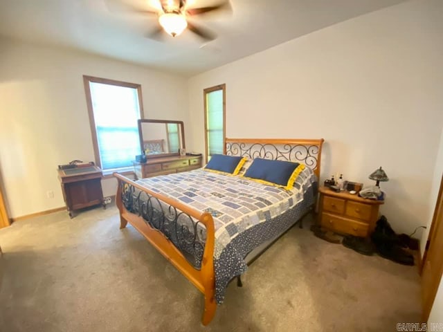 bedroom with carpet and ceiling fan