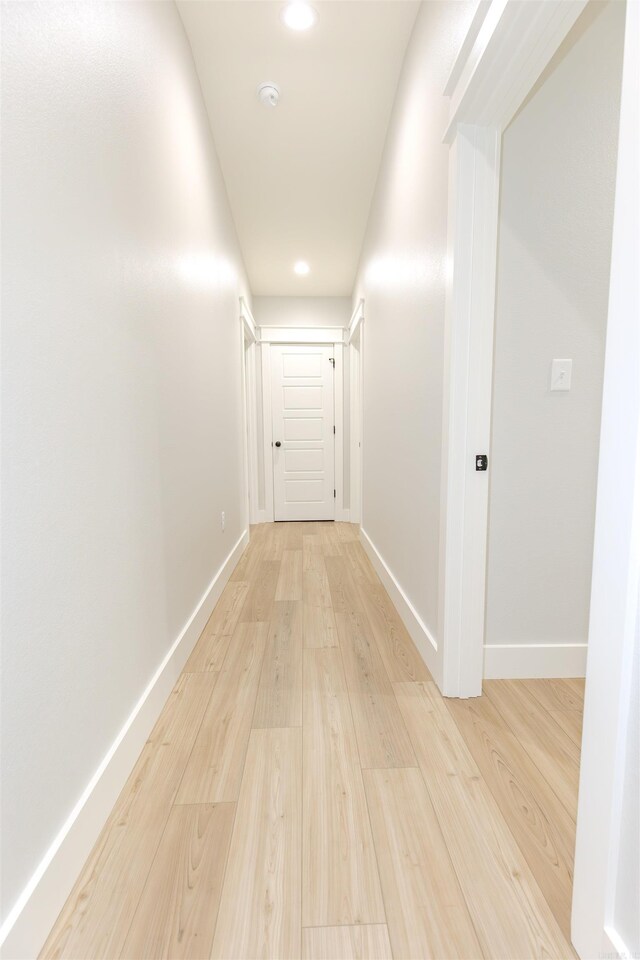 211 Woodland Shores Cir, Clinton, AR 72031 - hall featuring baseboards, recessed lighting, and light wood finished floors