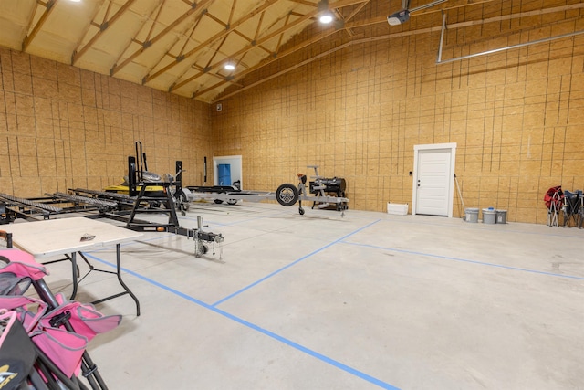 exercise room with concrete floors