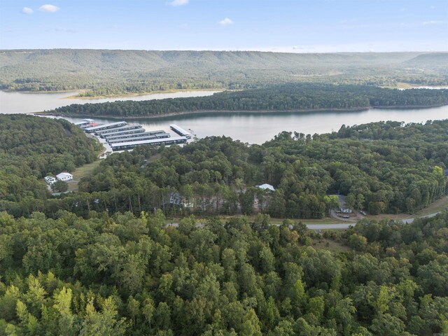 211 Woodland Shores Cir, Clinton, AR 72031 - aerial view featuring a water view and a wooded view