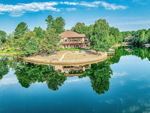 exterior space featuring a water view