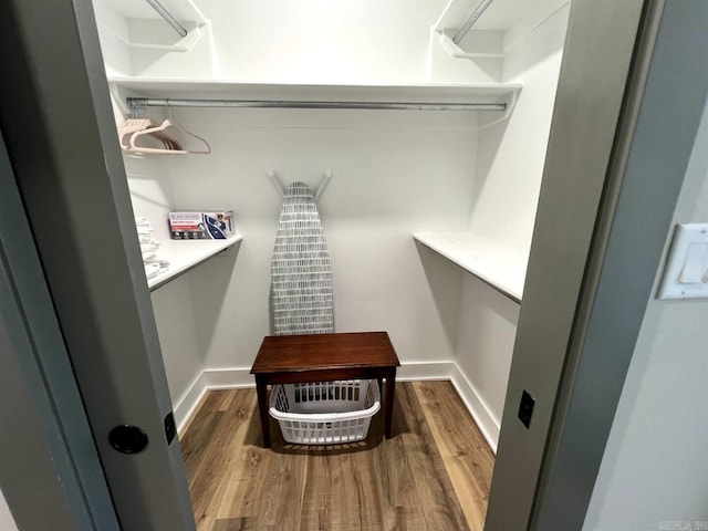 spacious closet with hardwood / wood-style floors