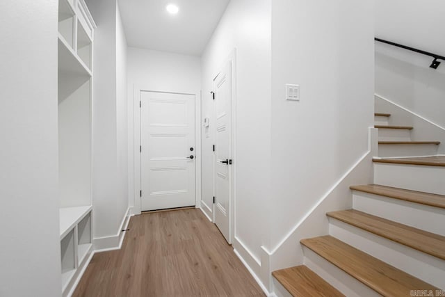 interior space with light hardwood / wood-style flooring