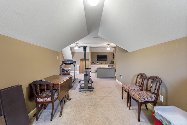 24 W Jericho Dr, Greenbrier, AR 72058 - sitting room with lofted ceiling, light carpet, a textured ceiling, and baseboards