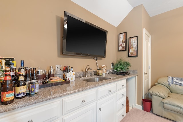 24 W Jericho Dr, Greenbrier, AR 72058 - bar with carpet floors, vaulted ceiling, indoor wet bar, and a sink