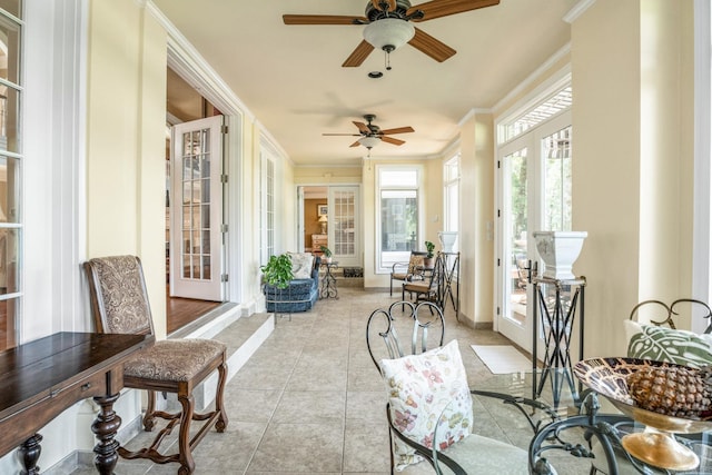 sunroom / solarium with french doors