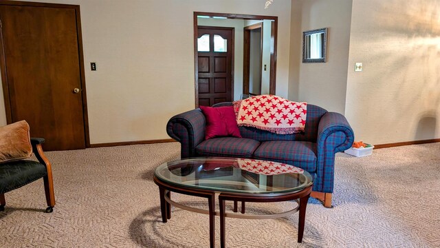 misc room featuring light carpet and wood walls