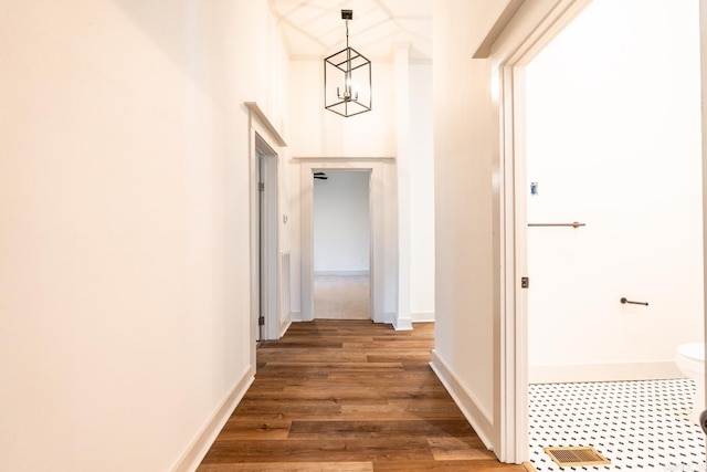 hall featuring dark hardwood / wood-style flooring