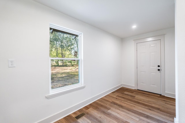 foyer with hardwood / wood-style flooring