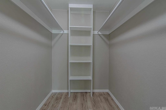 walk in closet with light wood-type flooring