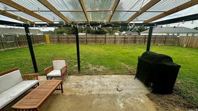 exterior space with a patio area and a pergola