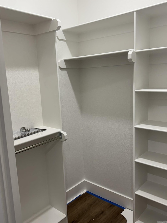 spacious closet featuring dark hardwood / wood-style floors