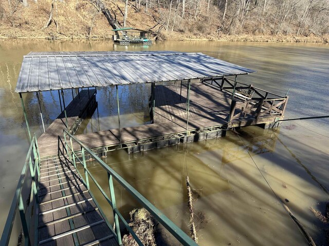 view of dock featuring a water view