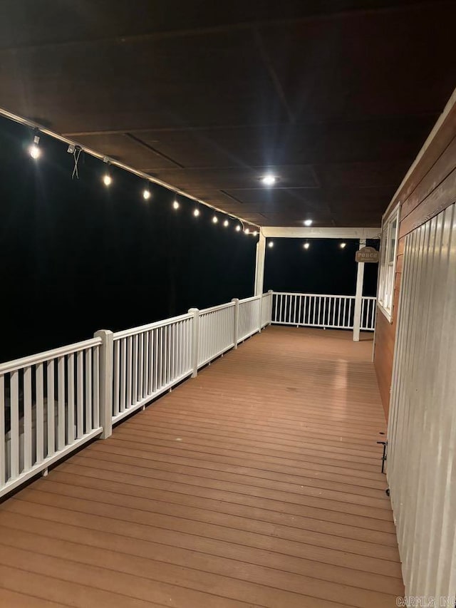 view of deck at twilight