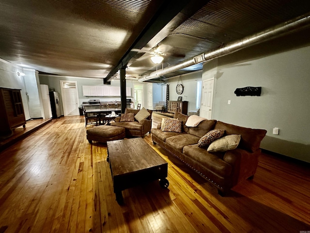 living room with hardwood / wood-style flooring