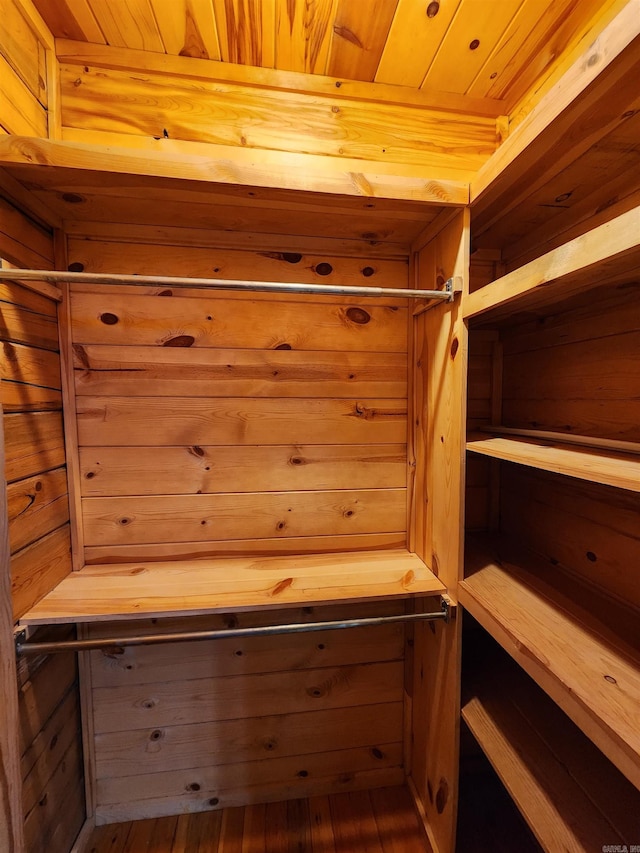 walk in closet featuring hardwood / wood-style flooring