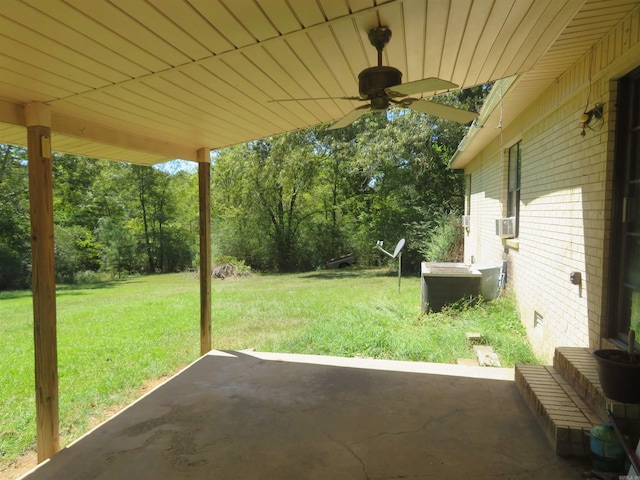 view of patio / terrace featuring ceiling fan