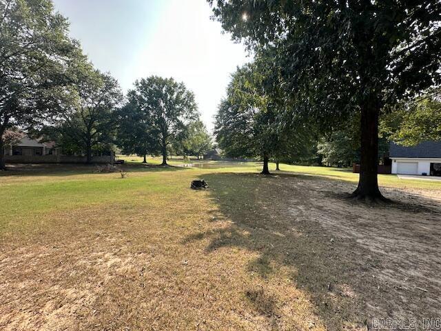 view of yard with a garage