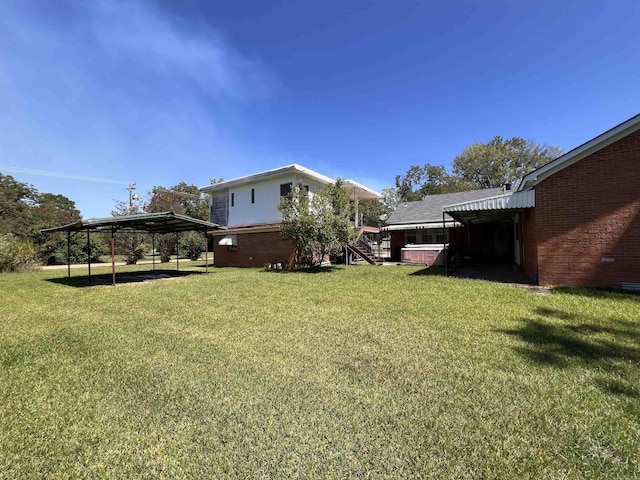 view of yard with a detached carport