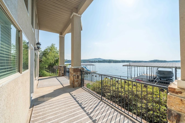 balcony with a water view