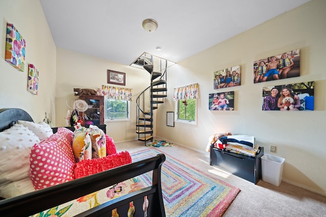 bedroom featuring carpet