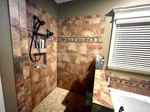 bathroom with plus walk in shower