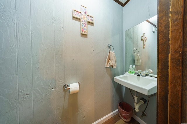 bathroom featuring hardwood / wood-style floors and sink