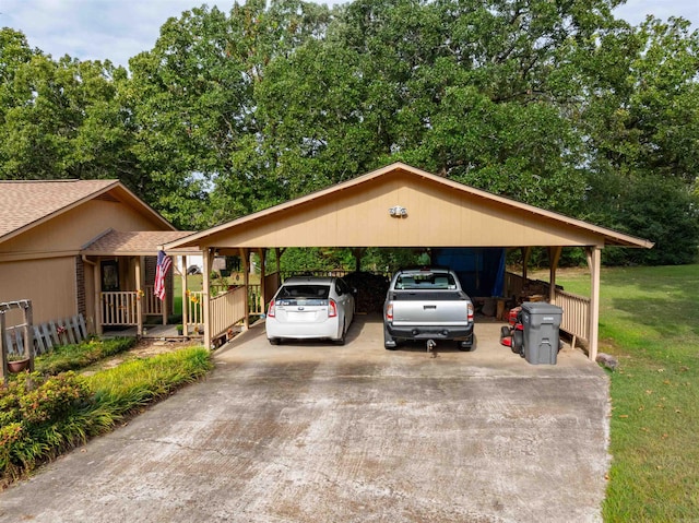 view of front facade with a front yard and a carport