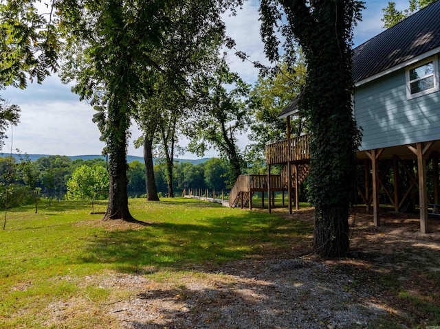 view of yard featuring a deck