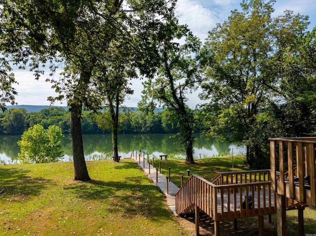 property view of water with a boat dock