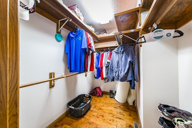 spacious closet with hardwood / wood-style floors